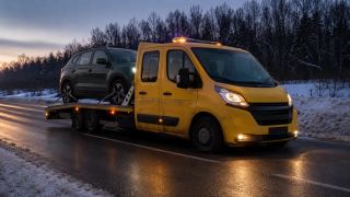 Pomoc drogowa nocą na poboczu – dowóz paliwa Łomża